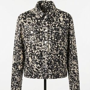 Notations Black & White Abstract Floral Denim-Style Jacket - Size M